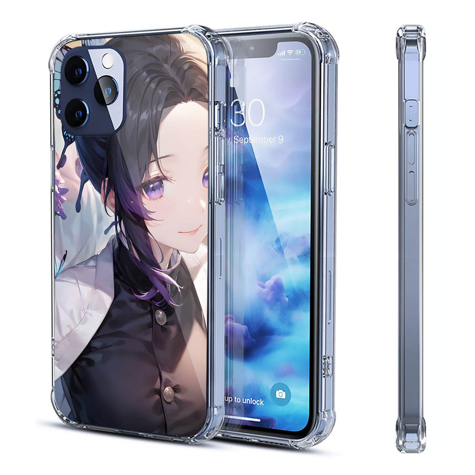 （画像用） 鬼滅の刃（きめつのやいば）蟲柱-胡蝶 しのぶ／こちょう しのぶ Kochou Shinobu 【iPhone 12シリーズ対応】透明スマホケース（クリアソフトケース）